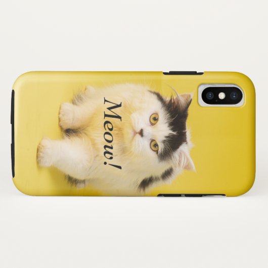 Aangepaste, Schattige klevende kat Meow geel Case-Mate iPhone Case (Achterkant (horizontaal))