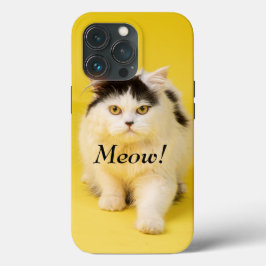 Aangepaste, Schattige klevende kat Meow geel Case-Mate iPhone Case