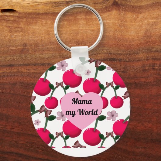 Aangepaste Schattige Mama Mijn Wereld Bloemige Ker Sleutelhanger (Voorkant)