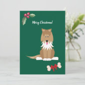 Aangepaste Schattige Meisjes Collie Feestdagenkaart (Staand voorkant)
