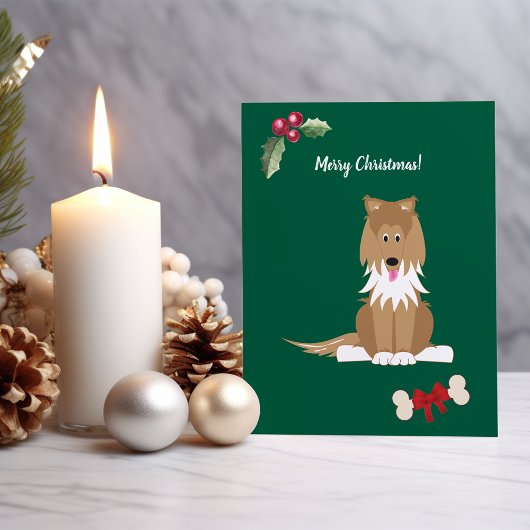 Aangepaste Schattige Meisjes Collie Feestdagenkaart