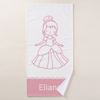 Aangepaste Schattige Prinses Meisje Roze Wit Bad Handdoek