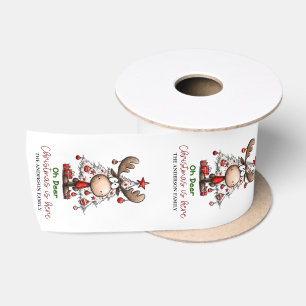 Aangepaste Schattige Rendieren “Oh Hert Kerstmis I Satijnen Lint