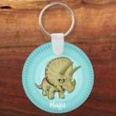 Aangepaste Schattige Triceratops Sleutelhanger (Achterkant)