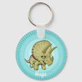 Aangepaste Schattige Triceratops Sleutelhanger (Achterkant)