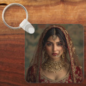 Aangepaste schattige twee foto dubbelzijdig gepers sleutelhanger (Voorkant)