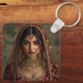 Aangepaste schattige twee foto dubbelzijdig gepers sleutelhanger (Achterkant)