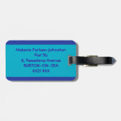 Aangepaste schattige uilen Bagagelabel, rood, blau Bagagelabel (Achterkant horizontaal)