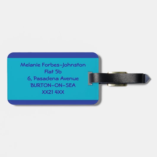 Aangepaste schattige uilen Bagagelabel, rood, blau Bagagelabel (Achterkant horizontaal)