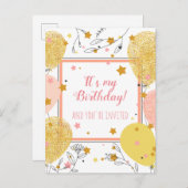 Aangepaste schattige verjaardagsfeestuitnodiging b uitnodiging briefkaart (Voorkant / Achterkant)