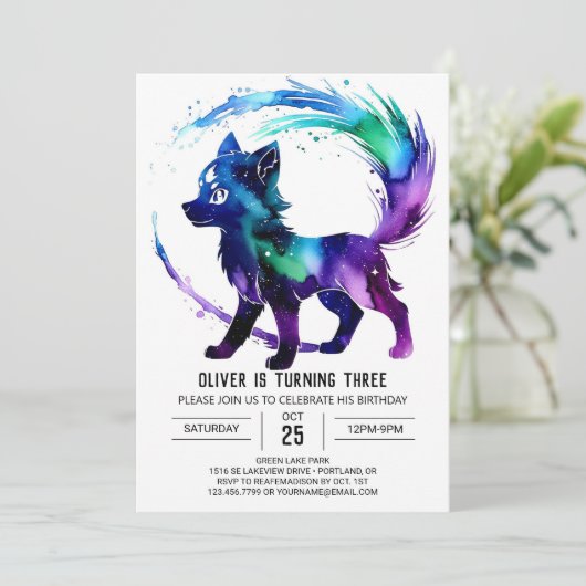 Aangepaste Schattige Wolf Digital Boy Verjaardag Kaart (Staand voorkant)