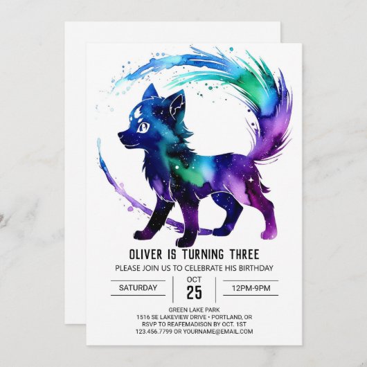 Aangepaste Schattige Wolf Digital Boy Verjaardag Kaart (Voorkant / Achterkant)