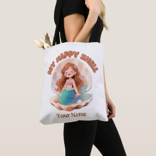 Aangepaste Schattige Zeemeermin [Voeg Je Naam Toe] Tote Bag