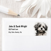 Aangepaste Schattige zwart wit puppy hond adres la Etiket (Insitu)