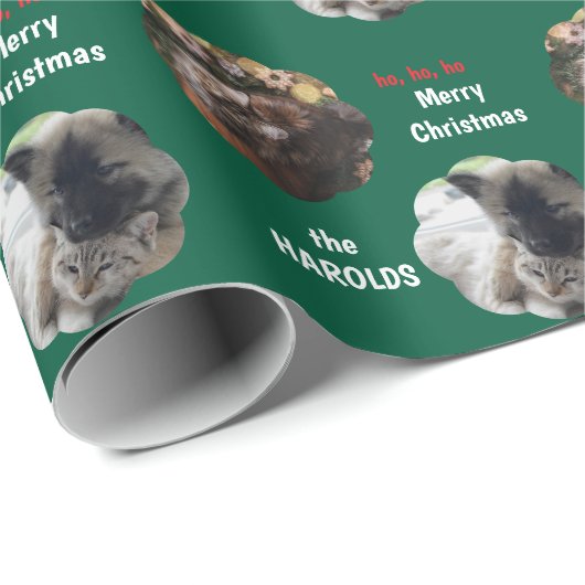 Aangepaste Schattigee 2 Pet Foto Feestelijke Kerst Cadeaupapier (Rol Hoek)