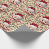 Aangepaste Schattigee Baby Face Santa Hat Kerstfot Cadeaupapier (Hoek)