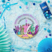 Aangepaste Schattigee Baby haai verjaardagsfeest Papieren Bordje (Feest)