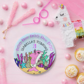 Aangepaste Schattigee Baby haai verjaardagsfeest Papieren Bordje (Feest)