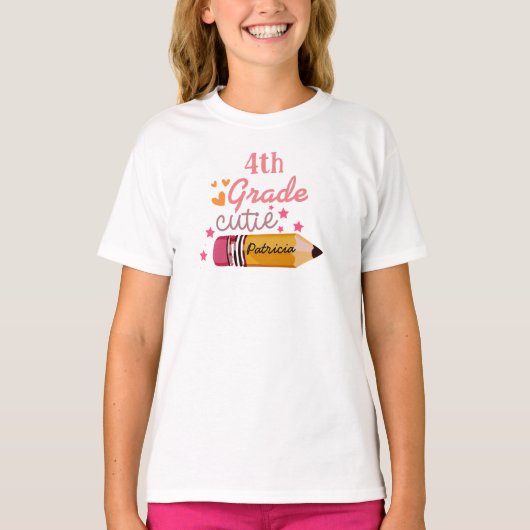 Aangepaste Schattigee Back To School potlood voor  T-shirt (Voorkant)