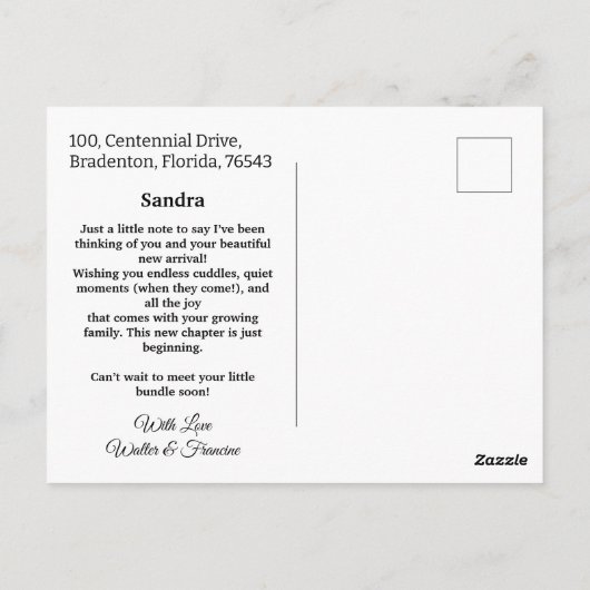 Aangepaste Schattigee Ballerina en Cat Sunset Brie Briefkaart (Achterkant)