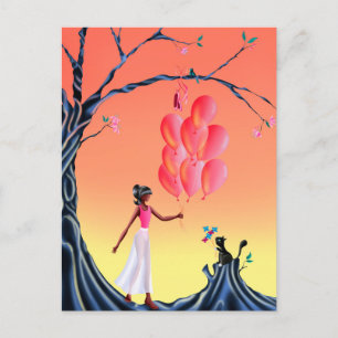 Aangepaste Schattigee Ballerina en Cat Sunset Brie Briefkaart