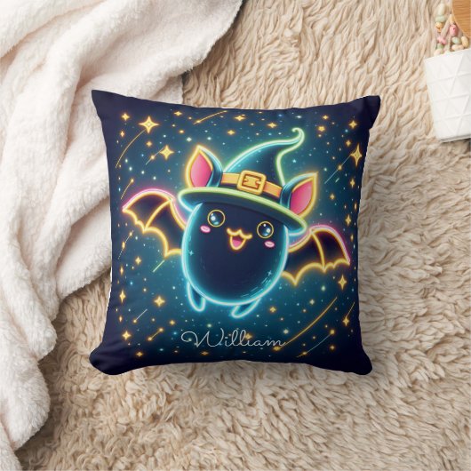 Aangepaste Schattigee Bat Witch's Pet Halloween Nu Kussen (Deken)