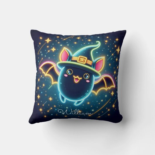 Aangepaste Schattigee Bat Witch's Pet Halloween Nu Kussen (Achterkant)