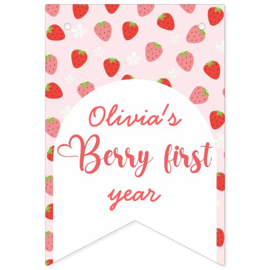 Aangepaste Schattigee Berry Eerste 1e Verjaardag R Vlaggetjes (Eerste vlag)