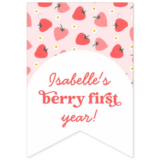 Aangepaste Schattigee Berry Eerste 1e Verjaardag R Vlaggetjes (Eerste vlag)