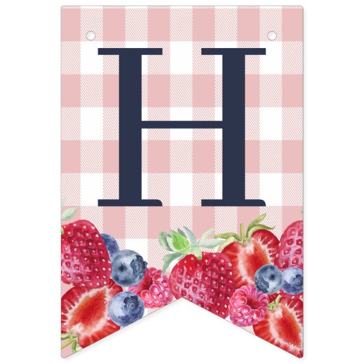 Aangepaste Schattigee Berry Eerste Verjaardag Roze Vlaggetjes (Tweede vlag)