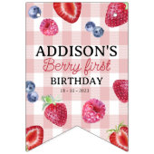 Aangepaste Schattigee Berry Eerste Verjaardag Roze Vlaggetjes (Eerste vlag)