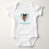 Aangepaste Schattigee Blauwe Baby Naam Foto Baby B Romper (Voorkant)