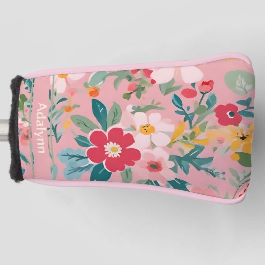 Aangepaste Schattigee Bloem Cadeaus voor Vrouwen Golfheadcover (Voorkant)