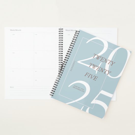 Aangepaste Schattigee Blue Minimal 2025 Kalender P Planner (Display)