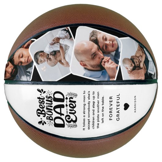 Aangepaste Schattigee Bonus Vader 4 Foto & Quote V Basketbal (Voorkant)