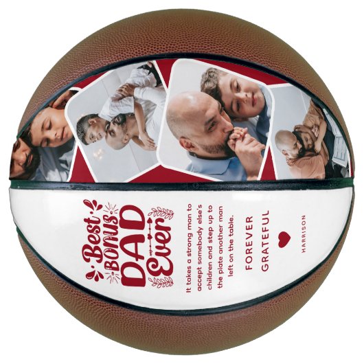 Aangepaste Schattigee Bonus Vader 4 Foto & Quote V Basketbal (Voorkant)