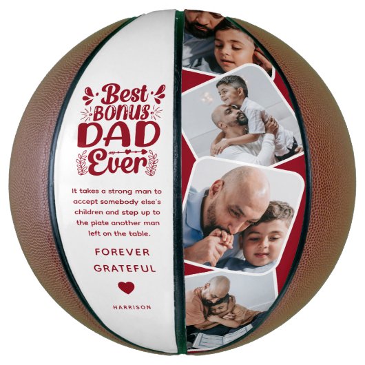 Aangepaste Schattigee Bonus Vader 4 Foto & Quote V Basketbal (Verticaal)