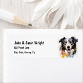 Aangepaste Schattigee Border Collie Dog Adreslabel Etiket (Insitu)