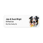 Aangepaste Schattigee Border Collie Dog Adreslabel Etiket (Voorkant)