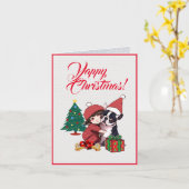 Aangepaste Schattigee Boston Terrier met klein mei Kaart (Gele Bloem)