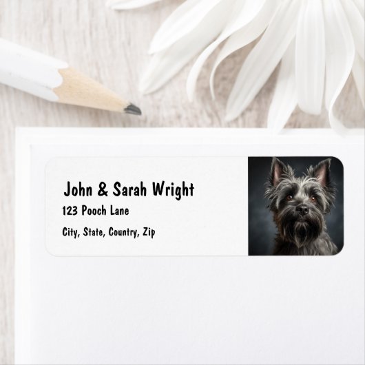 Aangepaste Schattigee Cairn Terrier Dog Adreslabel Etiket (Insitu)