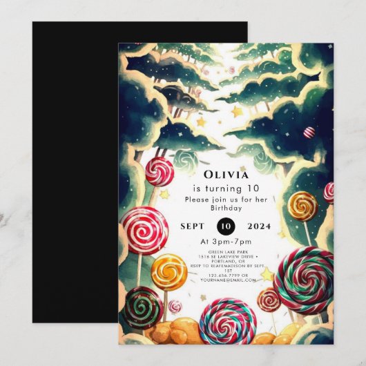 Aangepaste Schattigee Candyland Verjaardag Kaart (Voorkant / Achterkant)