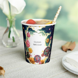 Aangepaste Schattigee Candyland Verjaardag Papieren Bekers