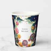 Aangepaste Schattigee Candyland Verjaardag Papieren Bekers (Voorkant)