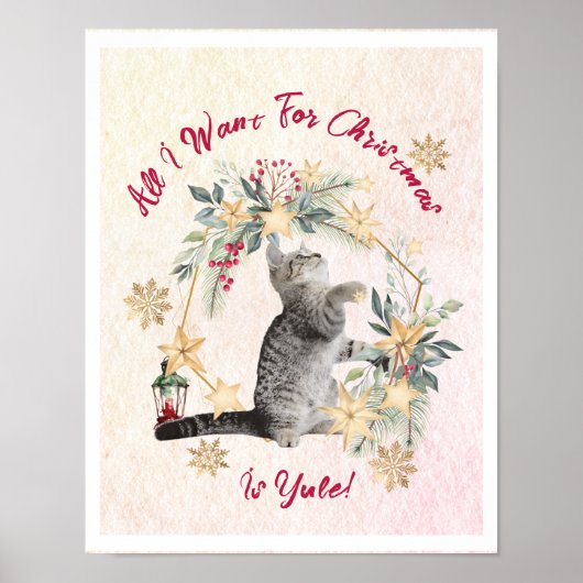 Aangepaste Schattigee Cat Foliage Funny Christmas  Poster (Voorkant)