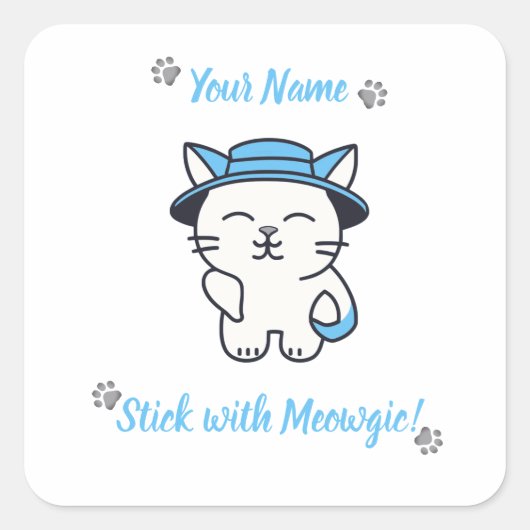 Aangepaste Schattigee Cat Sticker - Stick met Meow (Voorkant)