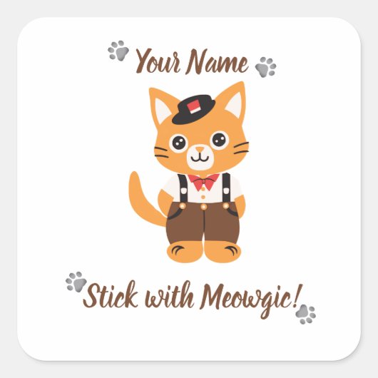 Aangepaste Schattigee Cat Sticker - Stick met Meow (Voorkant)
