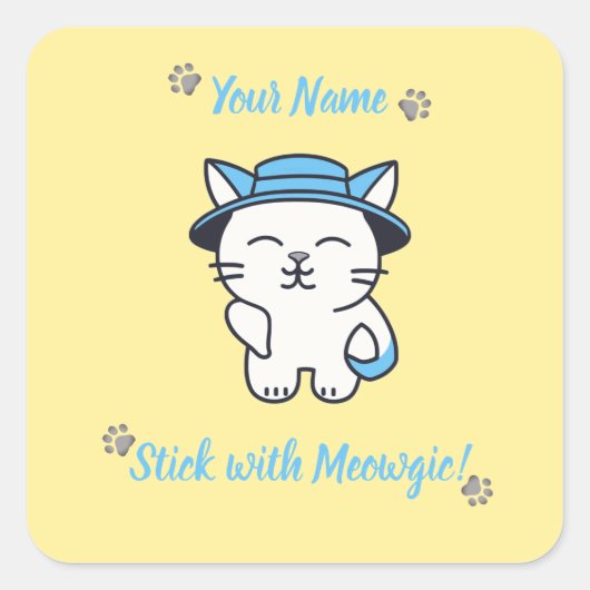 Aangepaste Schattigee Cat Sticker - Stick met Meow (Voorkant)