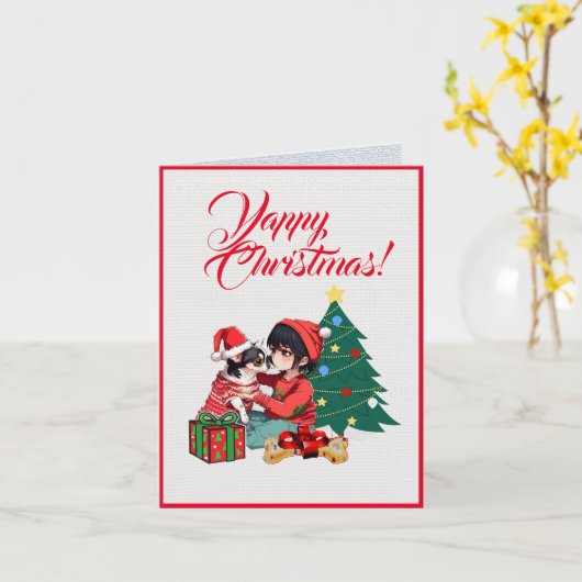 Aangepaste Schattigee Chihuahua hond met klein mei Kaart (Gele Bloem)