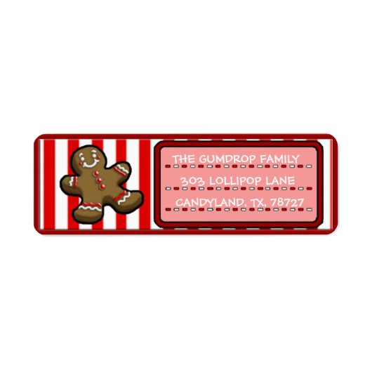 Aangepaste Schattigee Christmas Gingerbread Retour Etiket (Voorkant)